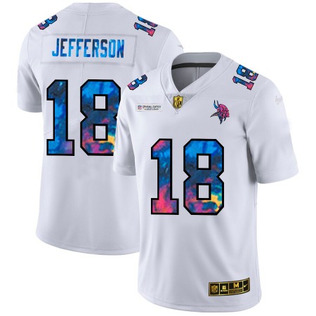 Maillot Homme Minnesota Vikings Justin Jefferson 18 Nike 2020 Blanc Multicolore